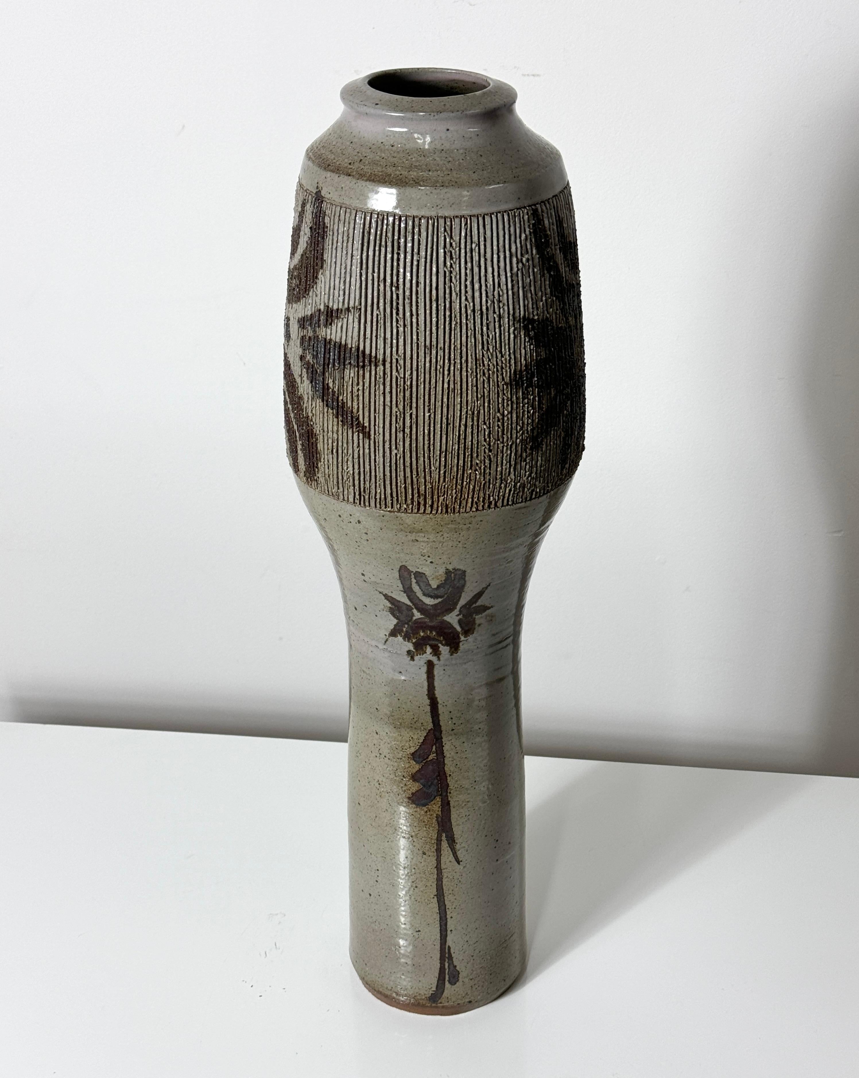 Late 20th Century Vintage Mid Century American Studio Pottery Tall Floor Vase by Sheniar Abdullah  For Sale