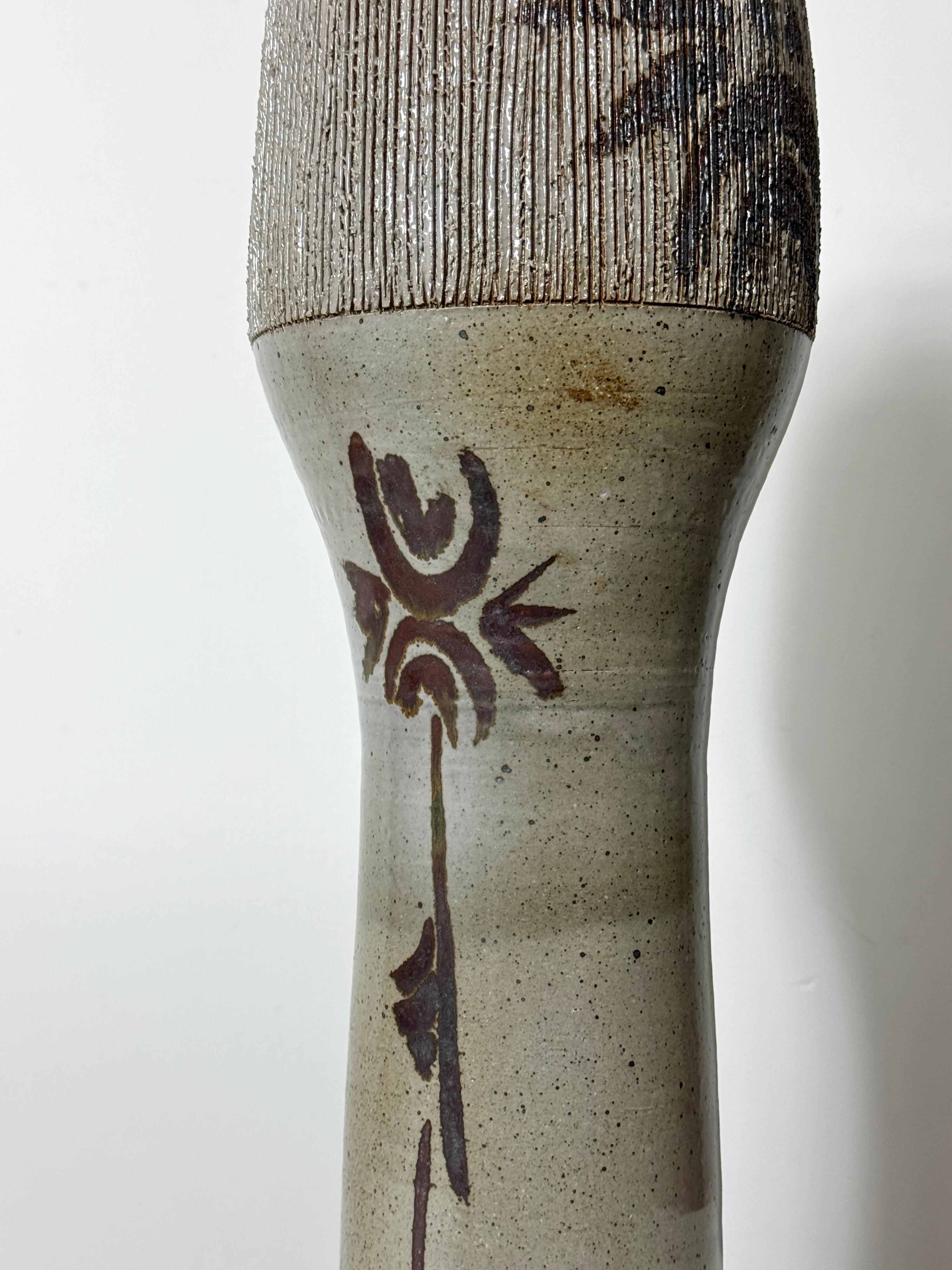 Vintage Mid Century American Studio Pottery Tall Floor Vase by Sheniar Abdullah  For Sale 1
