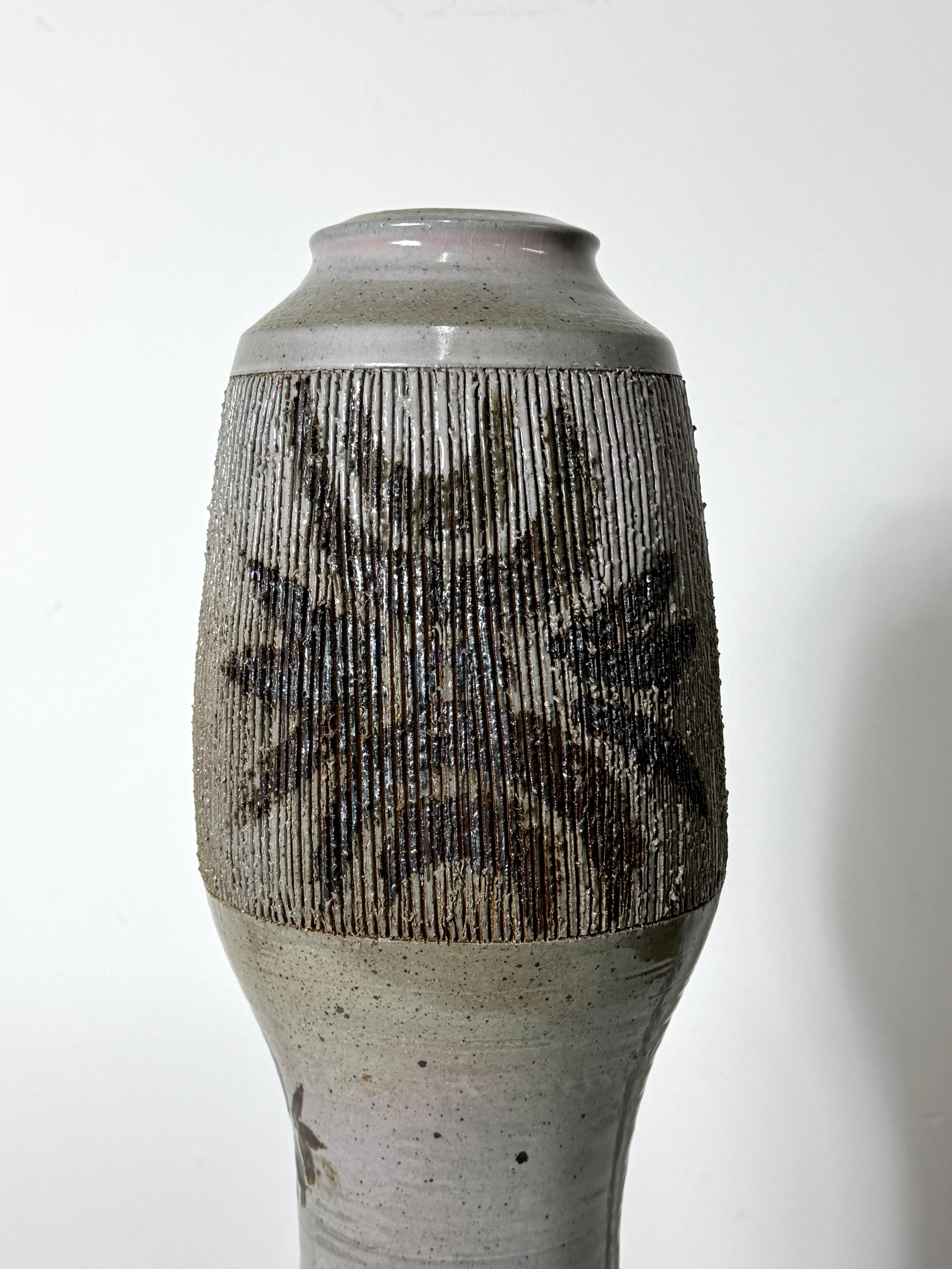 Vintage Mid Century American Studio Pottery Tall Floor Vase by Sheniar Abdullah  For Sale 3