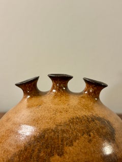 Vintage Mid-Century American Studio Pottery Triple Bud Weed Pot Vase
