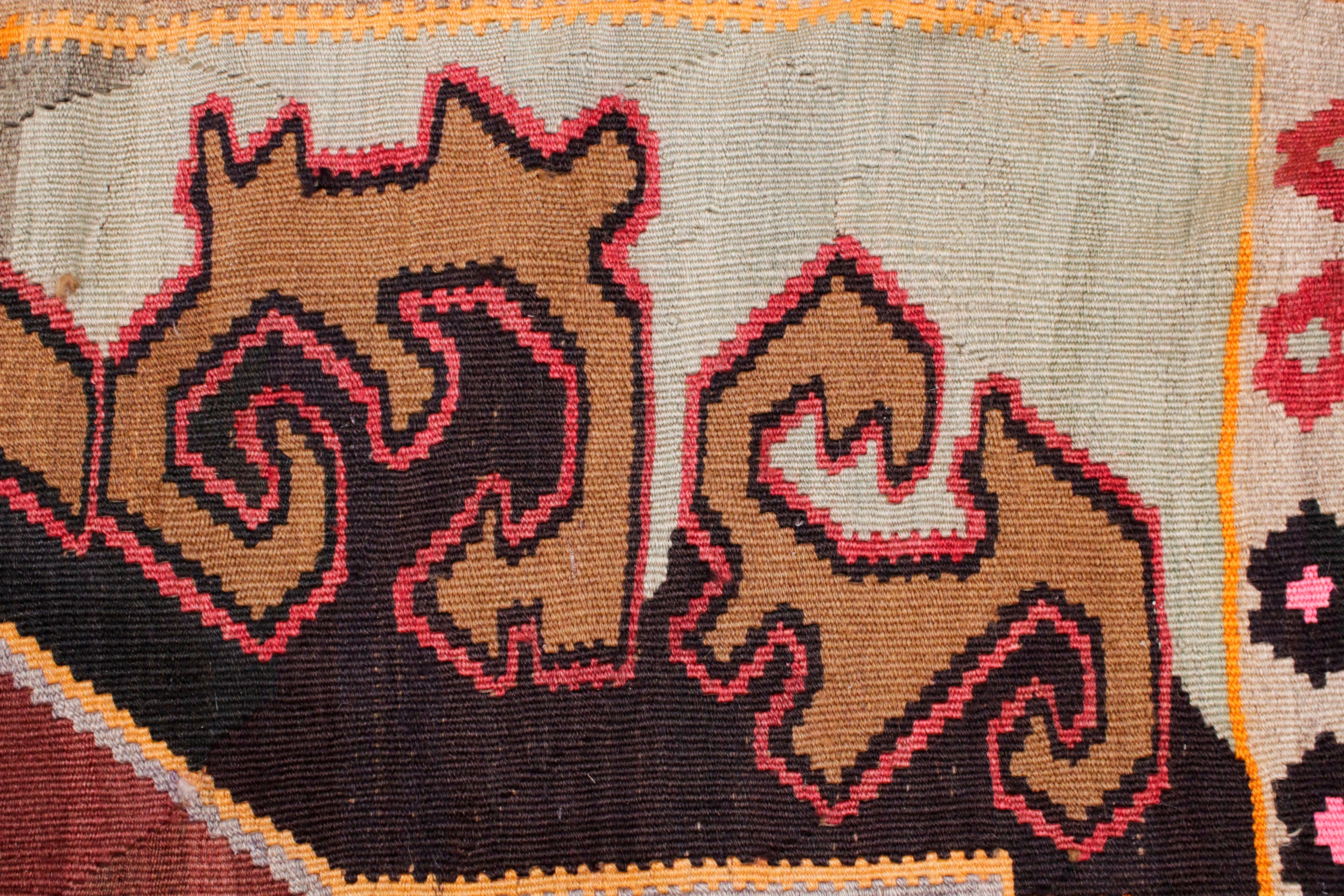 Turkish Vintage Mid-Century Anatolian Gallery Size Kars Kilim Rug