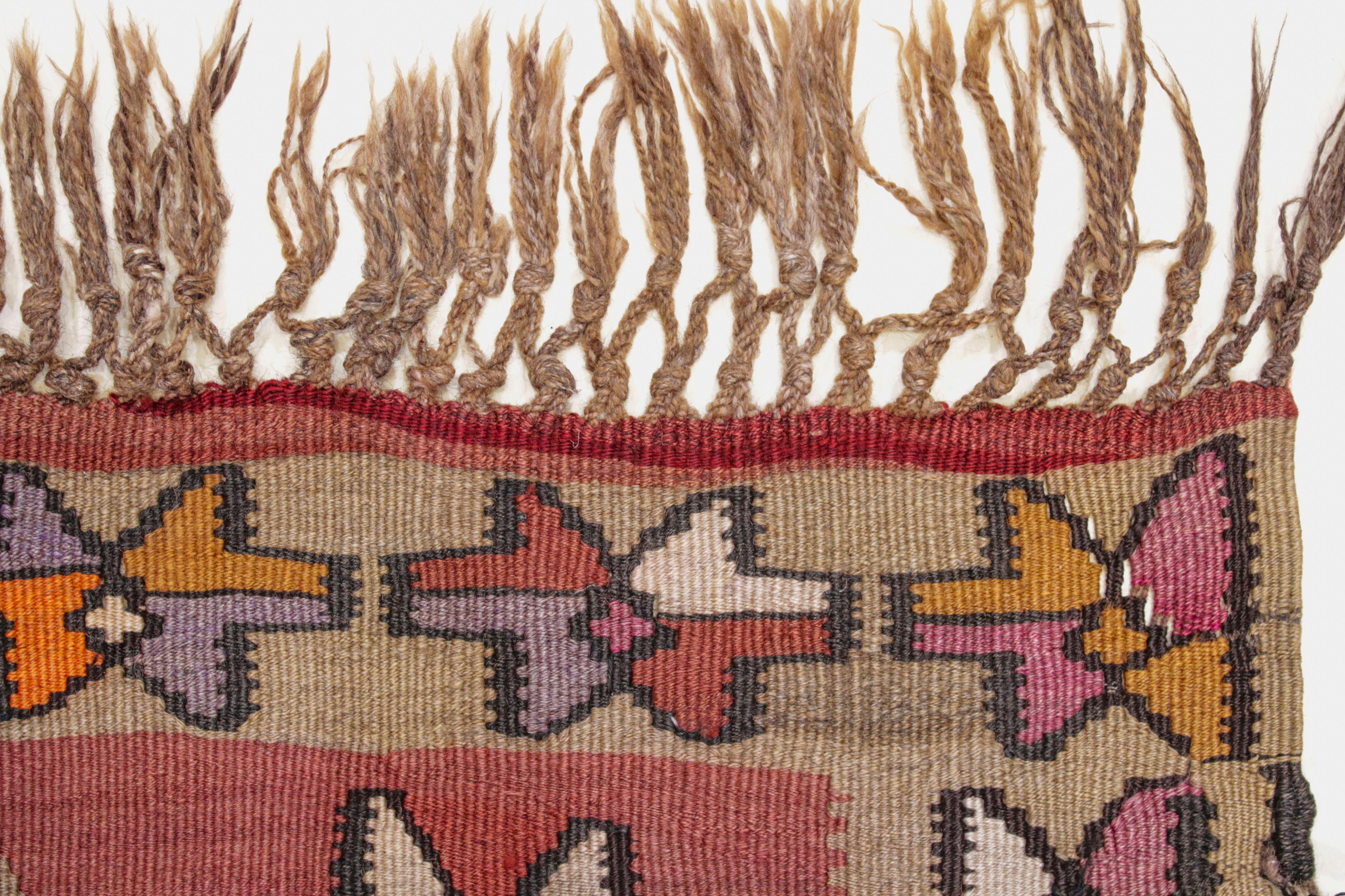 Hand-Woven Vintage Mid-Century Anatolian Gallery Size Kars Kilim Rug For Sale