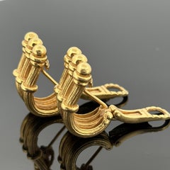 Orecchini a colonna architettonici vintage di metà secolo in oro giallo 18 carati