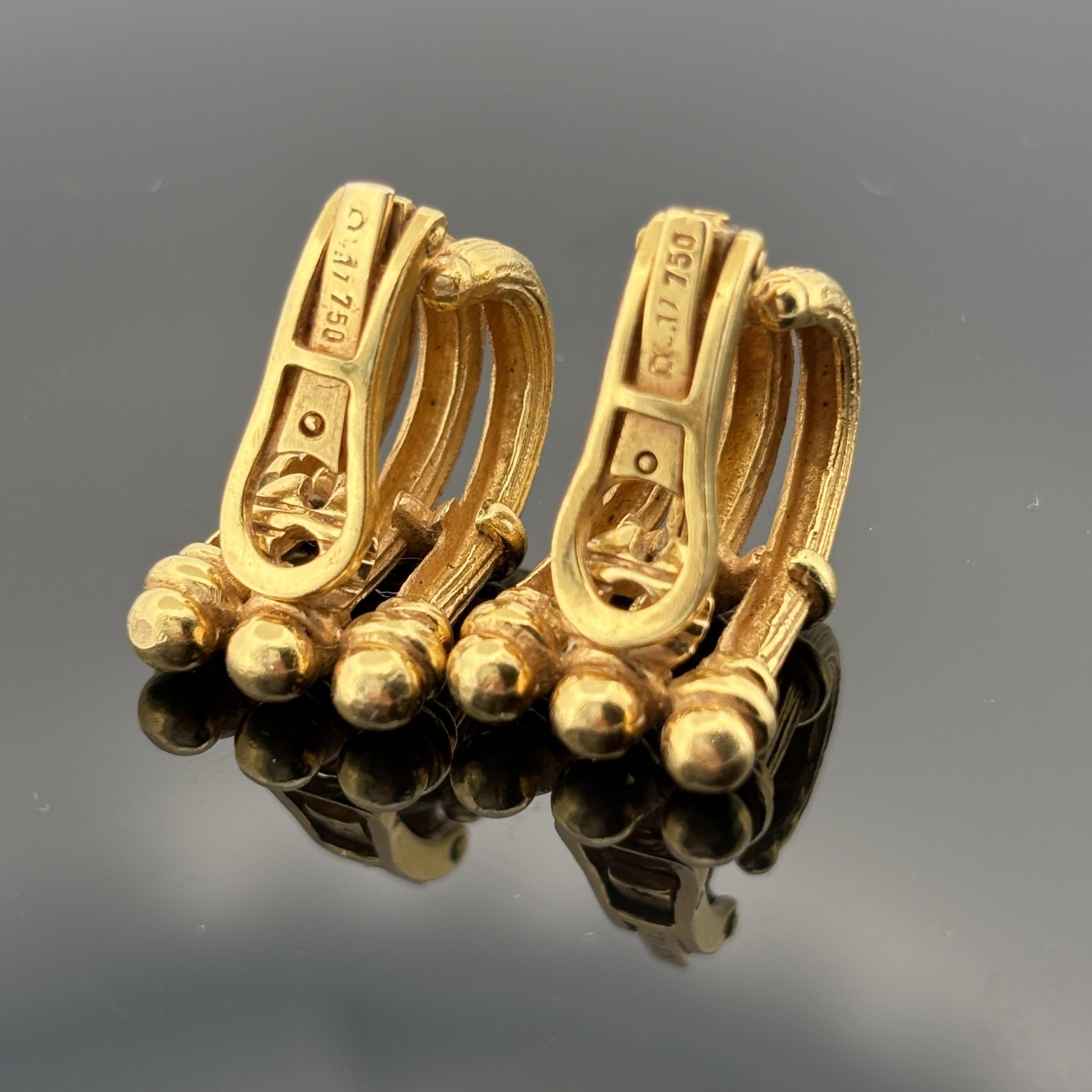 Boucles d'oreilles colonne architecturale du milieu du siècle en or jaune 18k en vente 3