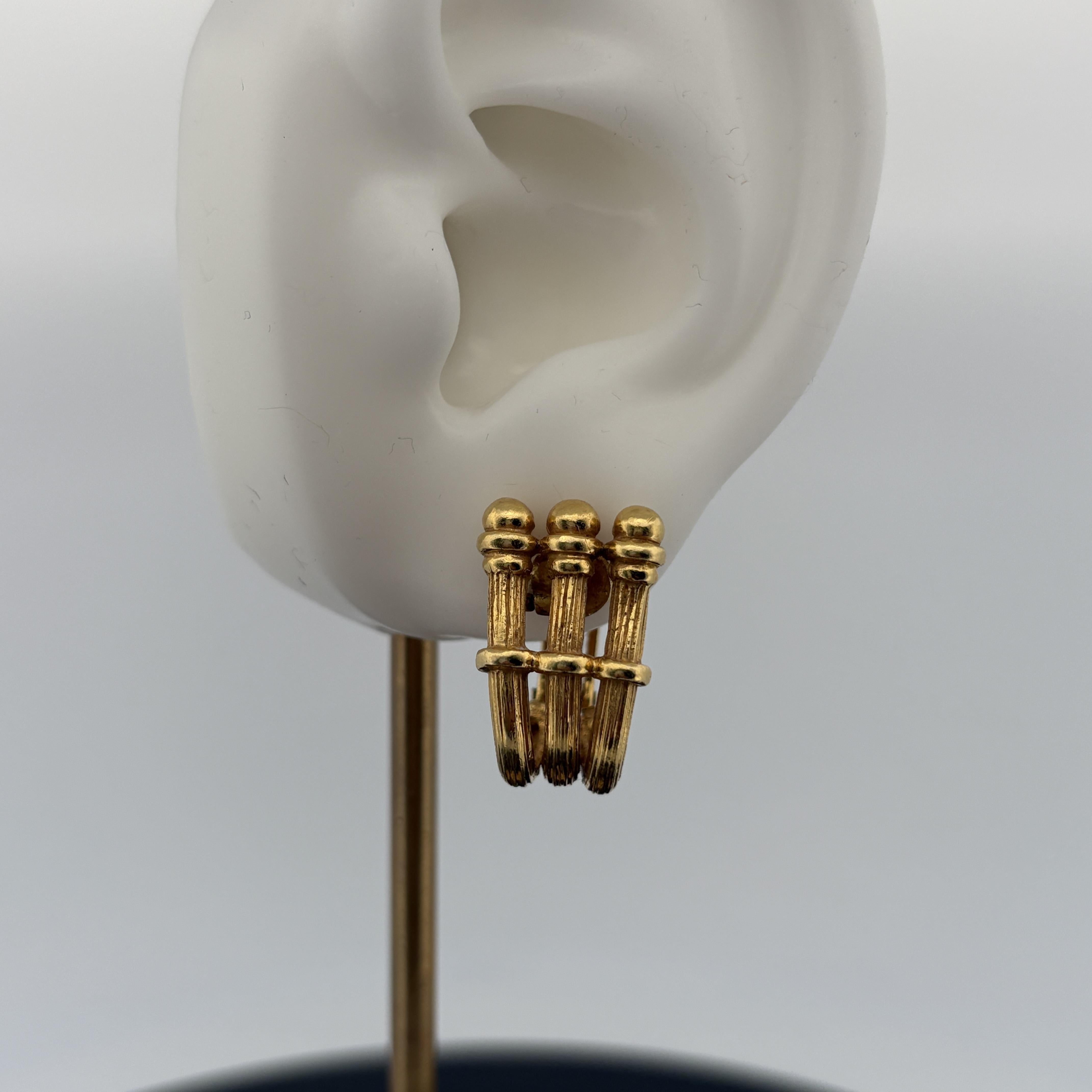 Boucles d'oreilles colonne architecturale du milieu du siècle en or jaune 18k en vente 4