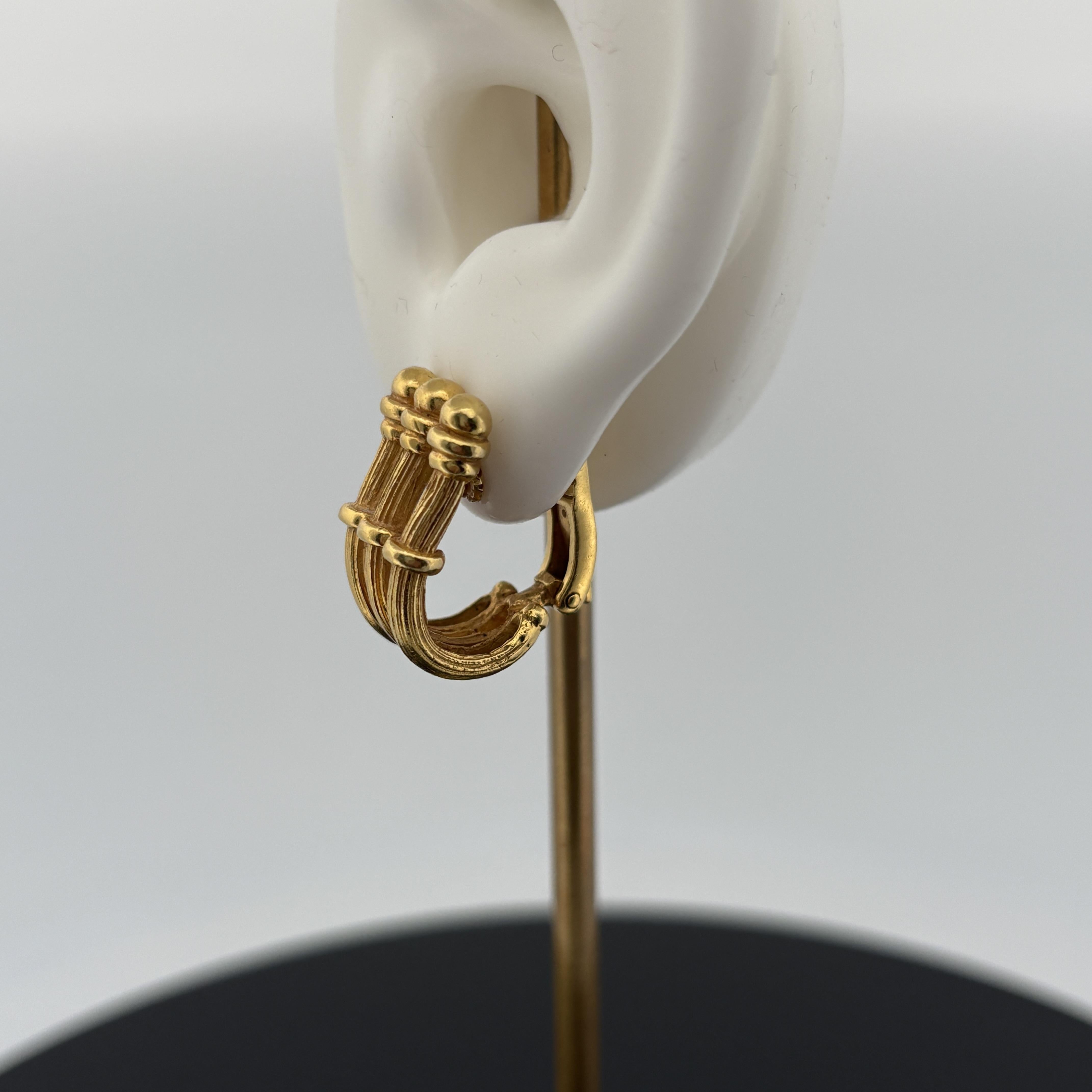 Boucles d'oreilles colonne architecturale du milieu du siècle en or jaune 18k en vente 5