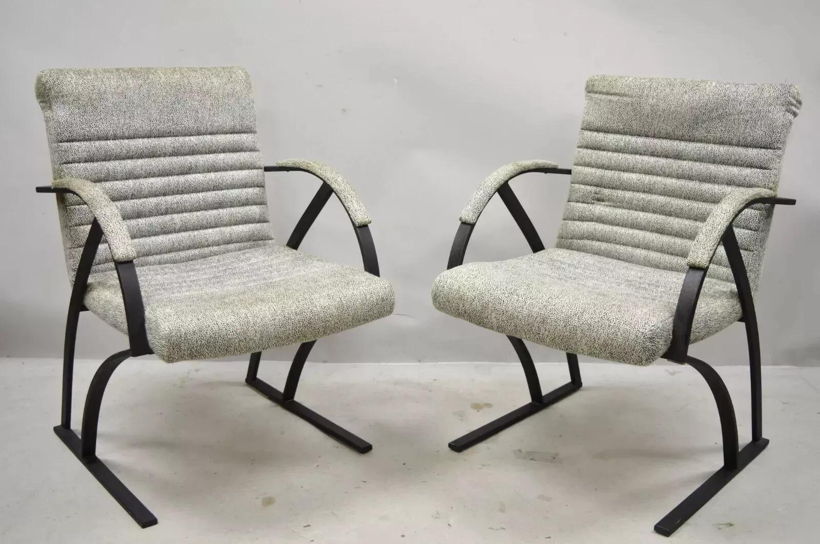 Vintage Mid Century Art Deco Metal Lounge Arm Chairs by Cal-Style (A) - a Pair For Sale 6
