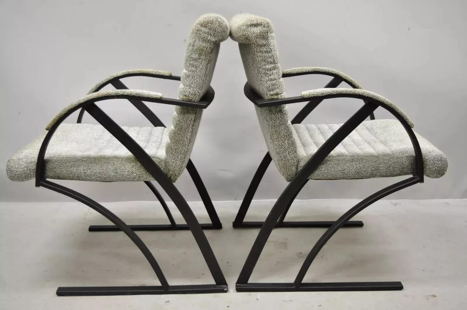 Mid-Century Modern Vintage Mid Century Art Deco Metal Lounge Arm Chairs by Cal-Style (A) - a Pair For Sale