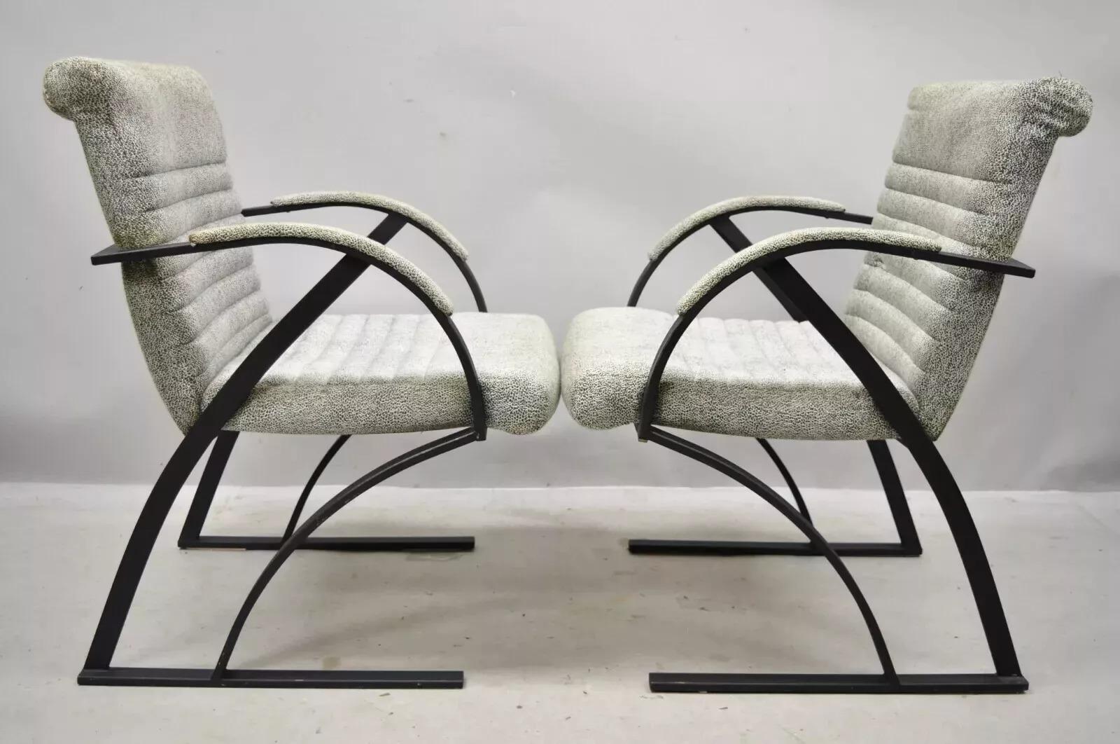 Vintage Mid Century Art Deco Metal Lounge Arm Chairs by Cal-Style (A) - a Pair For Sale 3