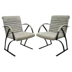 Vintage Mid Century Art Deco Metal Lounge Arm Chairs by Cal-Style (A) - a Pair