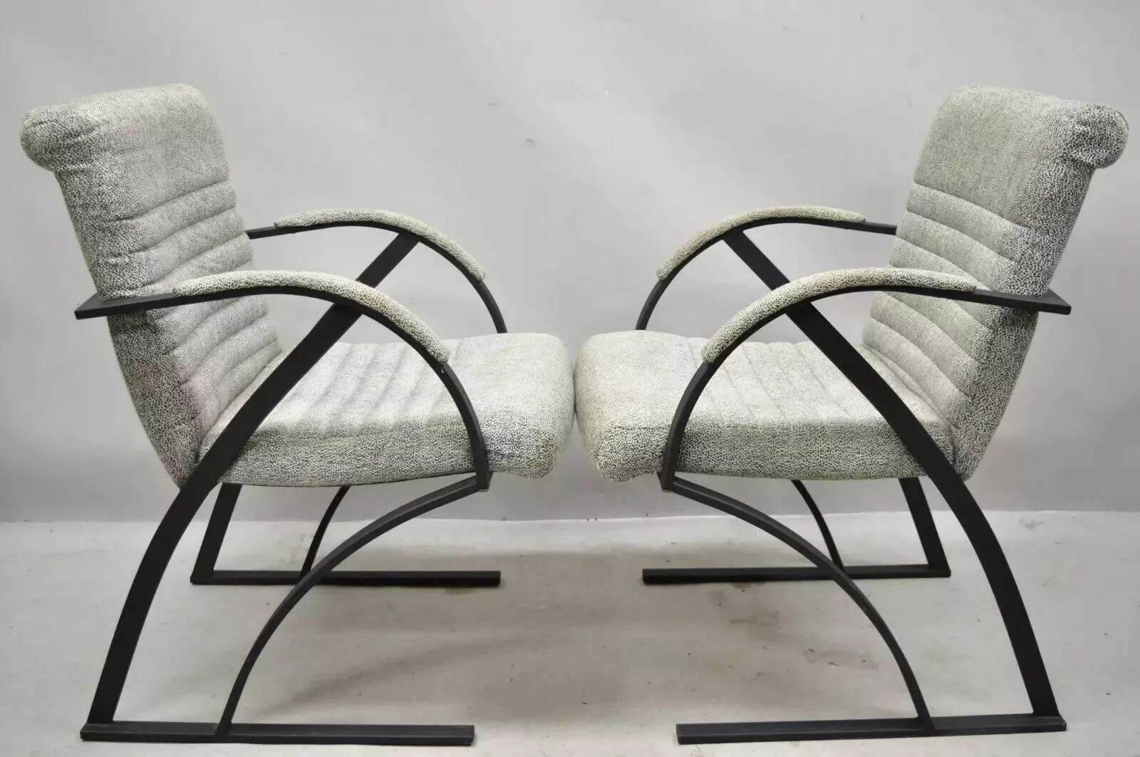 Vintage Mid Century Art Deco Metal Lounge Arm Chairs by Cal-Style (B) - a Pair For Sale 6