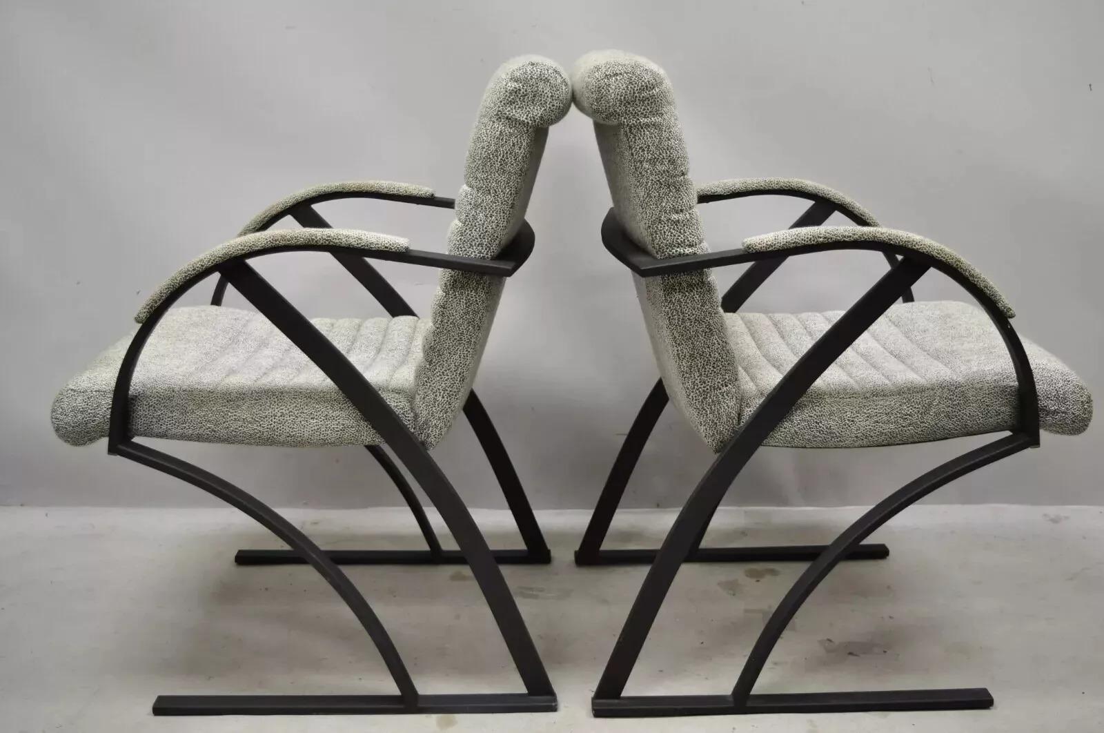 Mid-Century Modern Vintage Mid Century Art Deco Metal Lounge Arm Chairs by Cal-Style (B) - a Pair For Sale