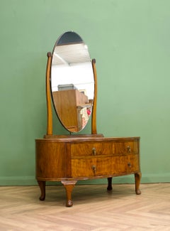 Vintage Mid Century Art Deco Style Burr Walnut Dressing Table