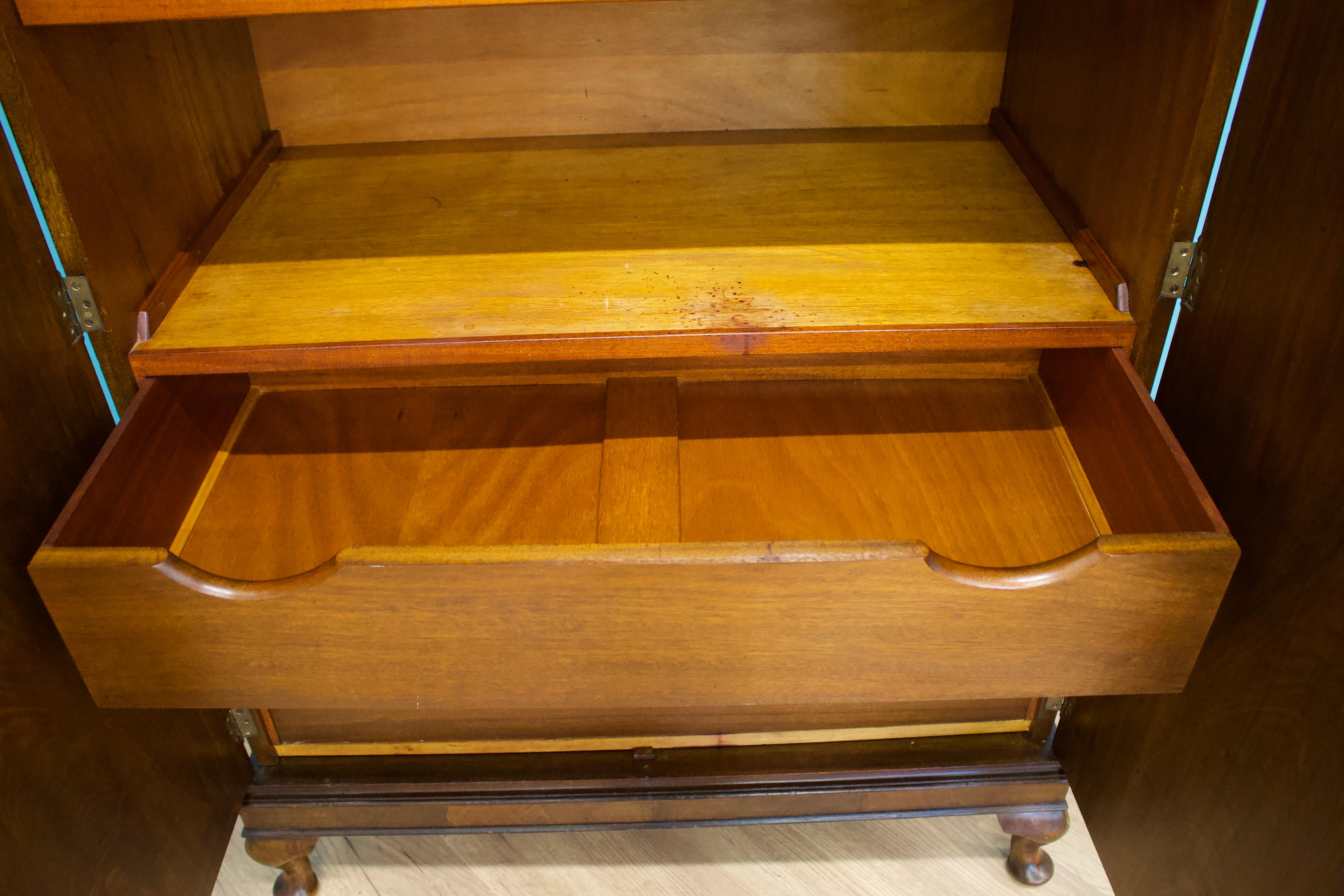Vintage Mid Century Art Deco Walnut Tallboy / Linen Cabinet Press, 1930s 1