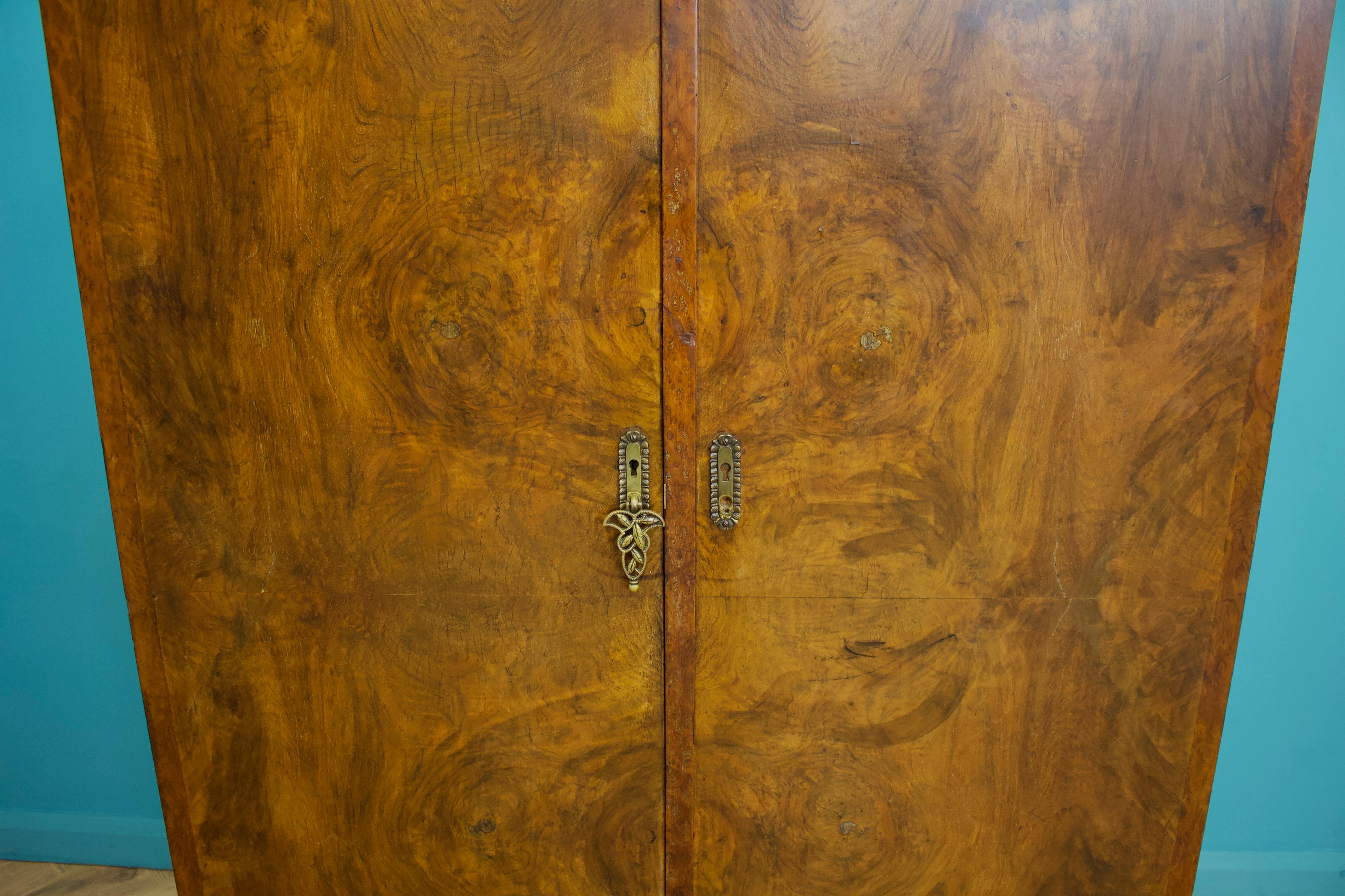 Vintage Mid Century Art Deco Walnut Tallboy / Linen Cabinet Press, 1930s 2