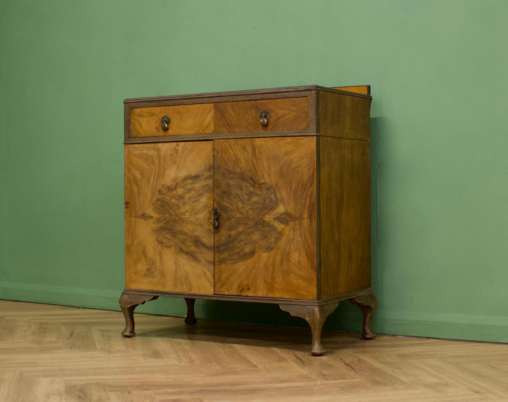 British Vintage Mid Century Art Deco Walnut Tallboy / Linen Cabinet Press