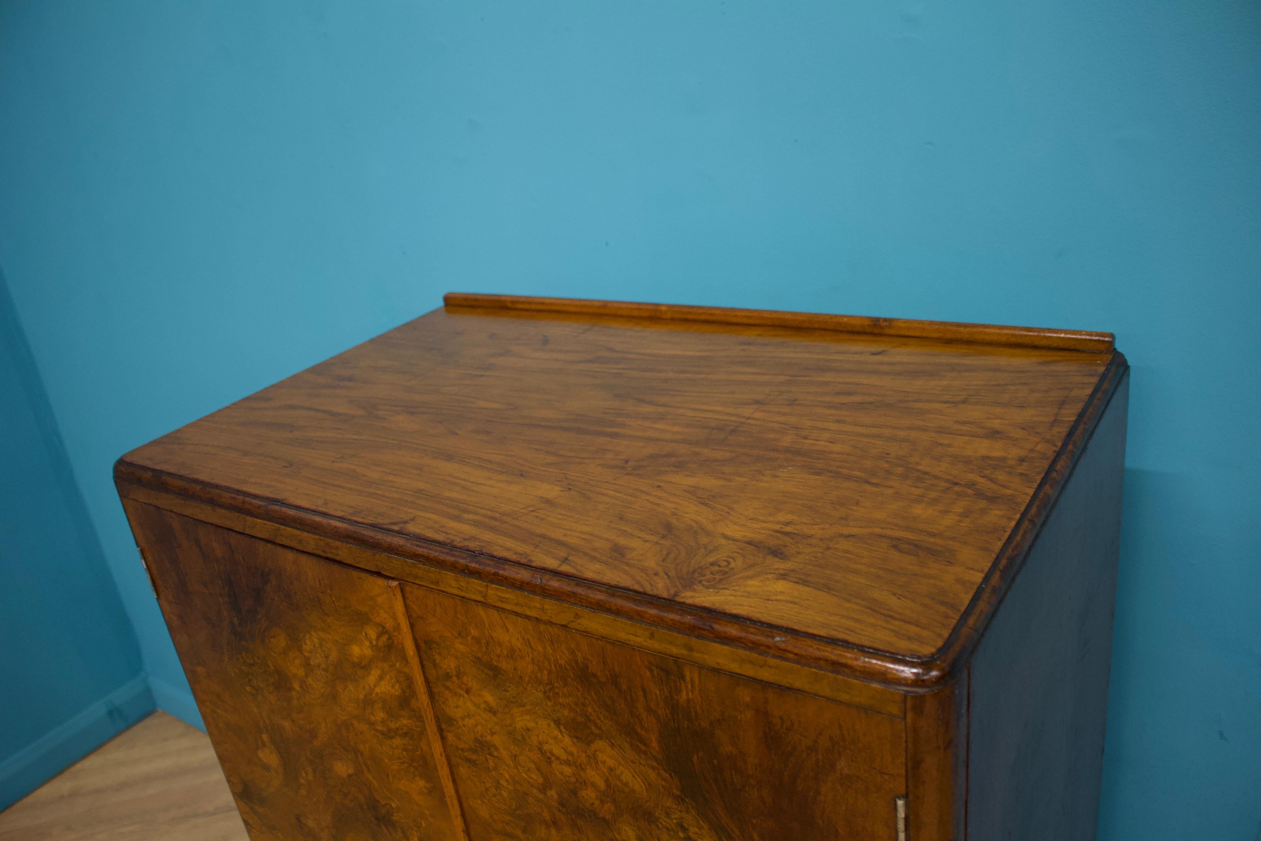 Vintage Mid Century Art Deco Walnut Tallboy / Linen Cabinet Press In Good Condition In South Shields, GB