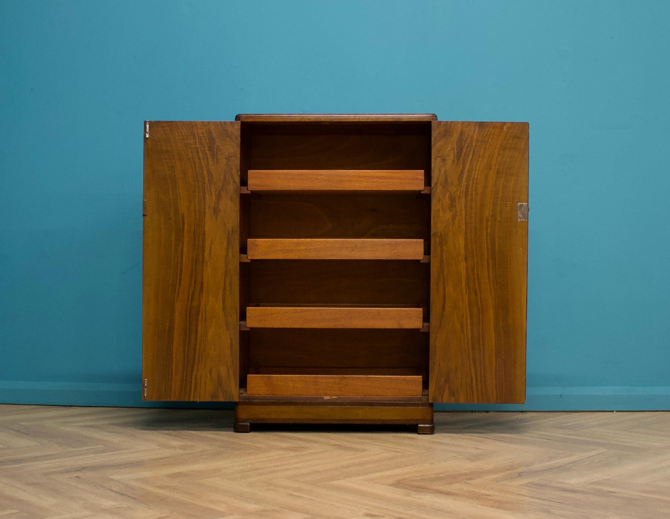 Mid-20th Century Vintage Mid Century Art Deco Walnut Tallboy / Linen Cabinet Press