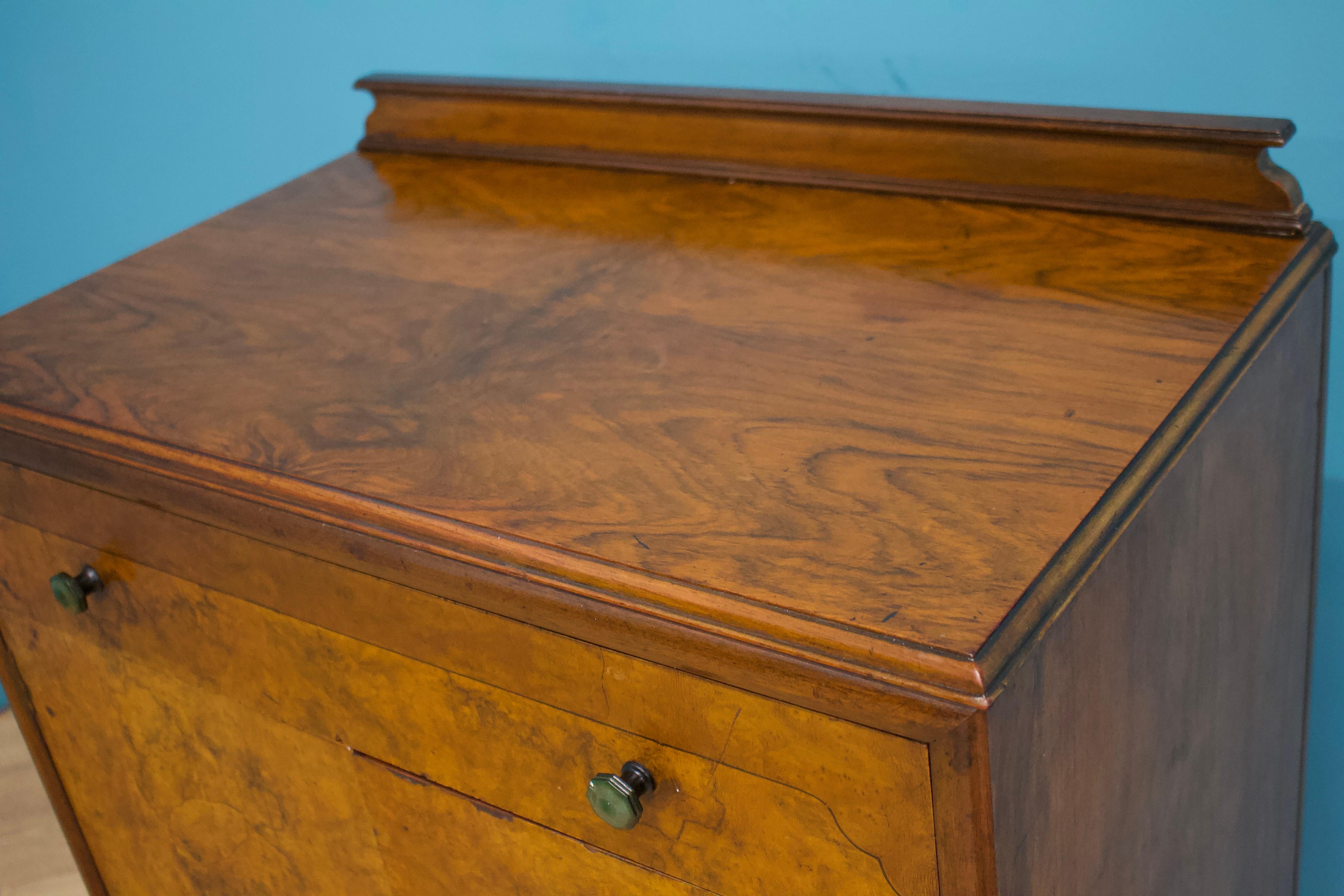Wood Vintage Mid Century Art Deco Walnut Tallboy / Linen Cabinet Press