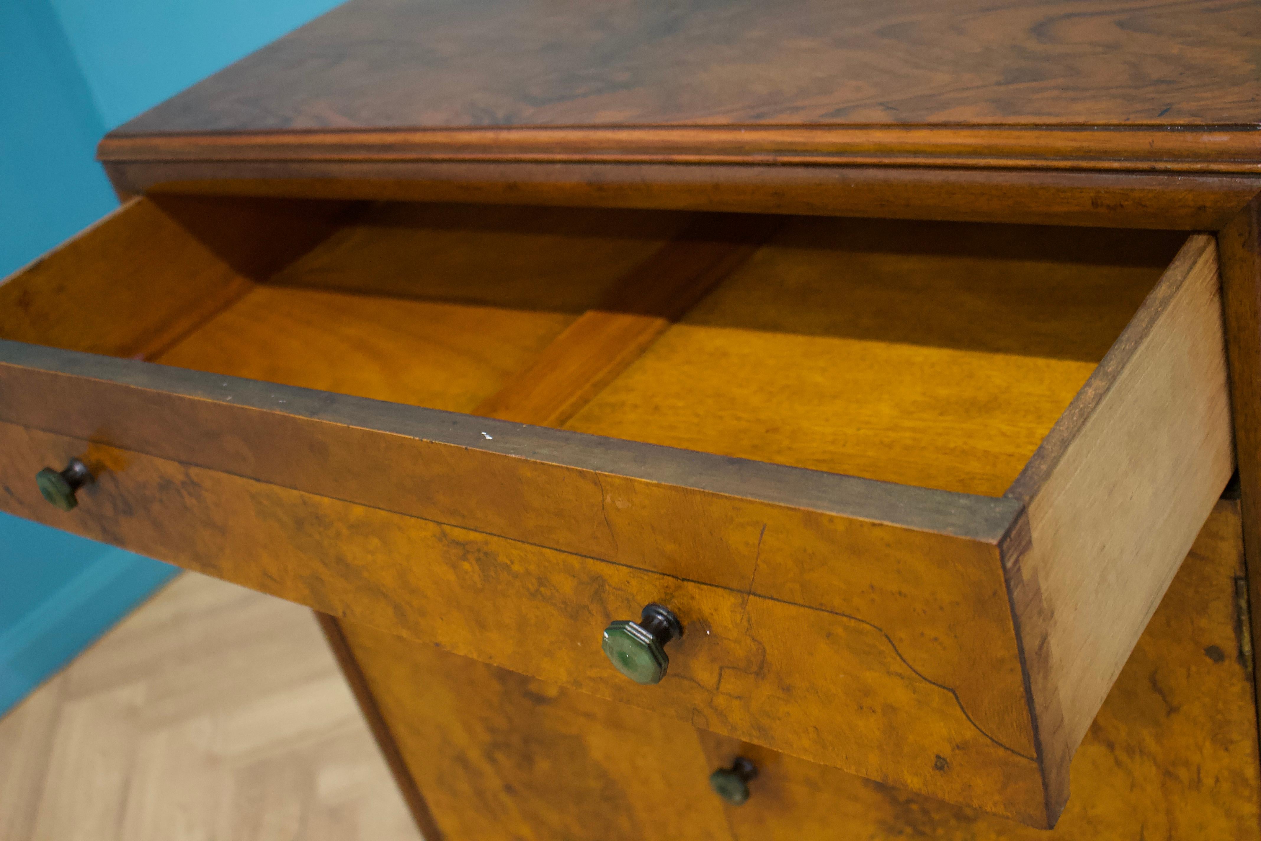 Vintage Mid Century Art Deco Walnut Tallboy / Linen Cabinet Press 1