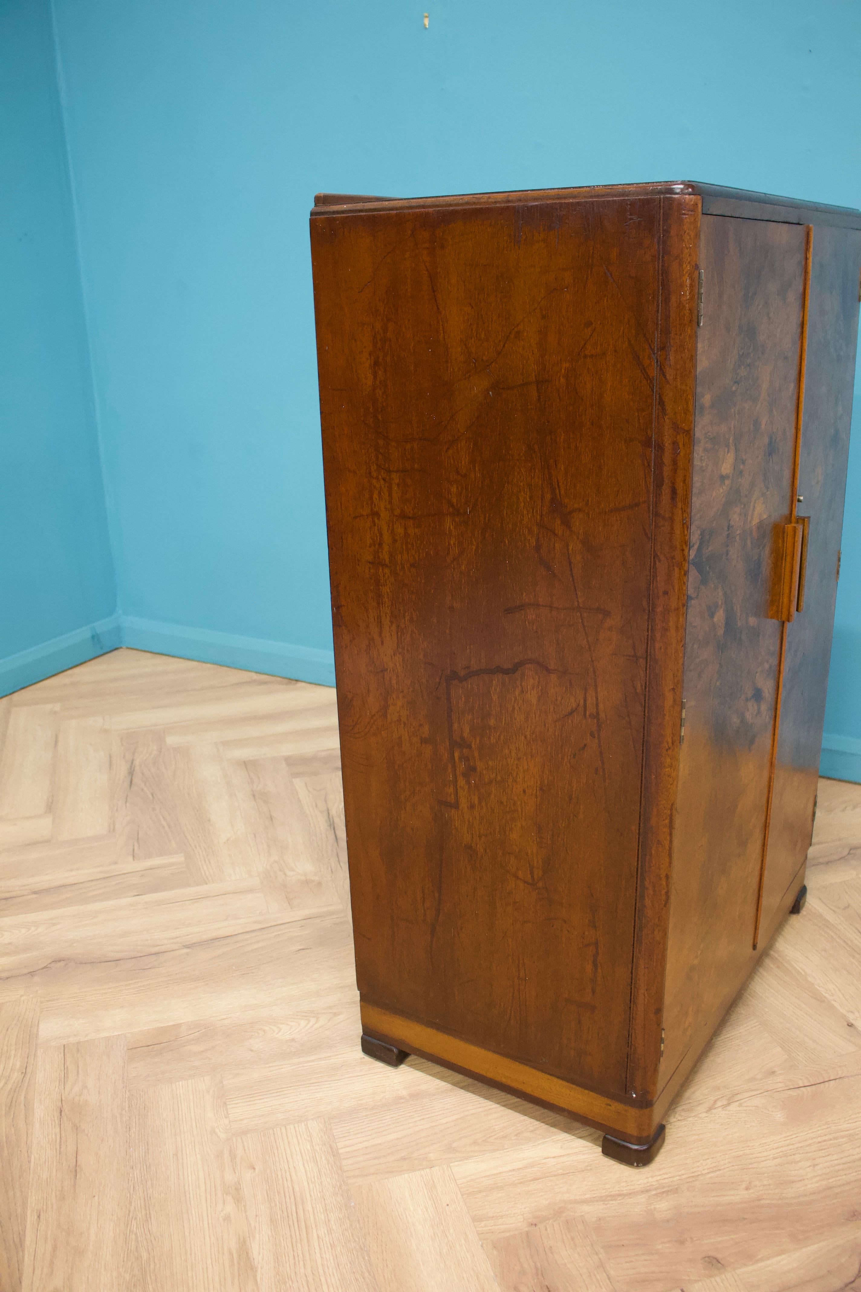 Vintage Mid Century Art Deco Walnut Tallboy / Linen Cabinet Press 2
