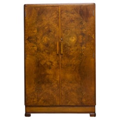 Vintage Mid Century Art Deco Walnut Tallboy / Linen Cabinet Press
