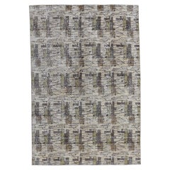 Vintage Mid-Century Art Deco Zeki Muren Style  Earthy Toned Wool Rug 6'6''x9'7''