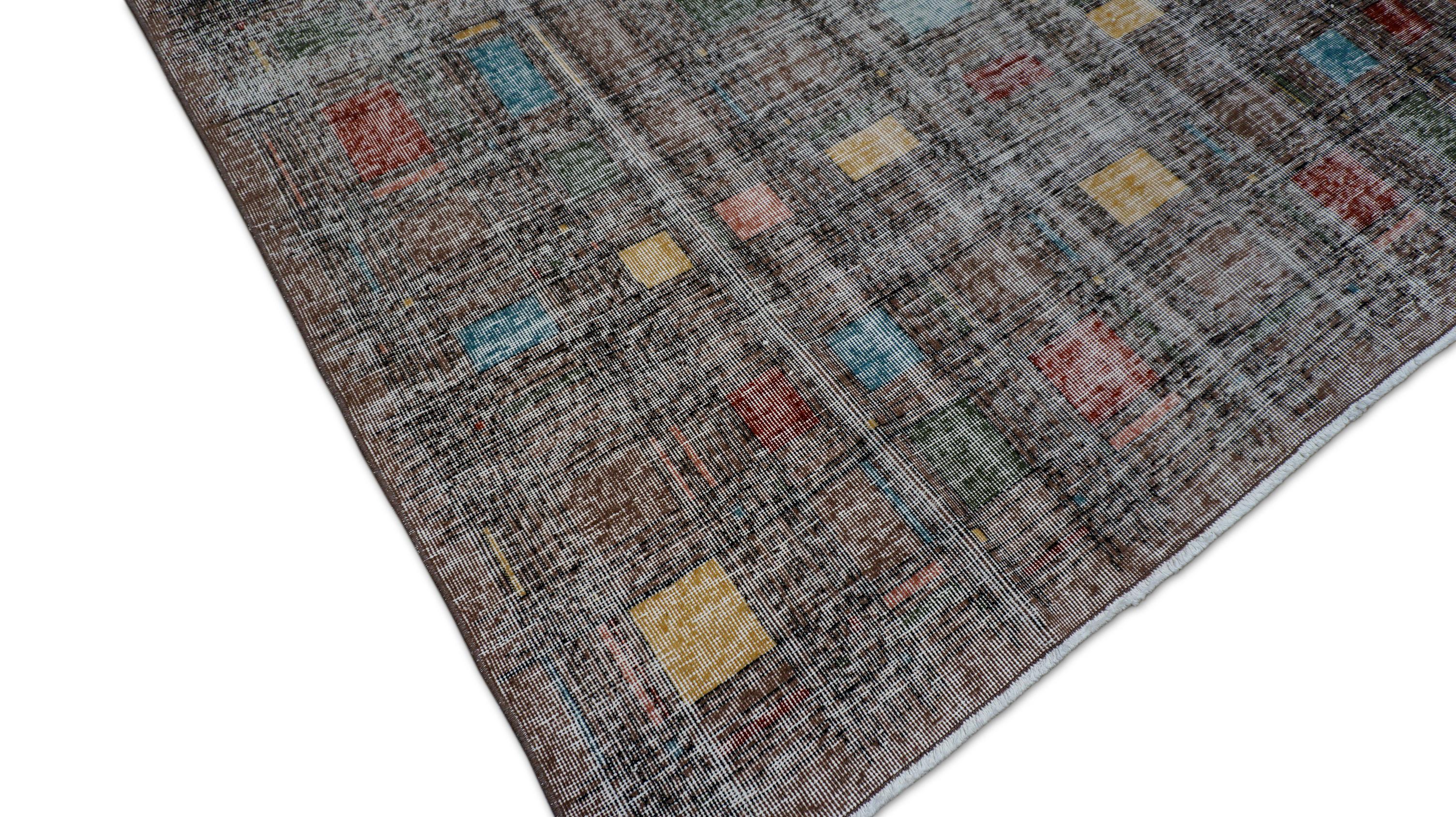 Vintage Mid-Century Art Deco Zeki Muren Style Rug 6'2''x9'9'' In Good Condition For Sale In Torrance, CA