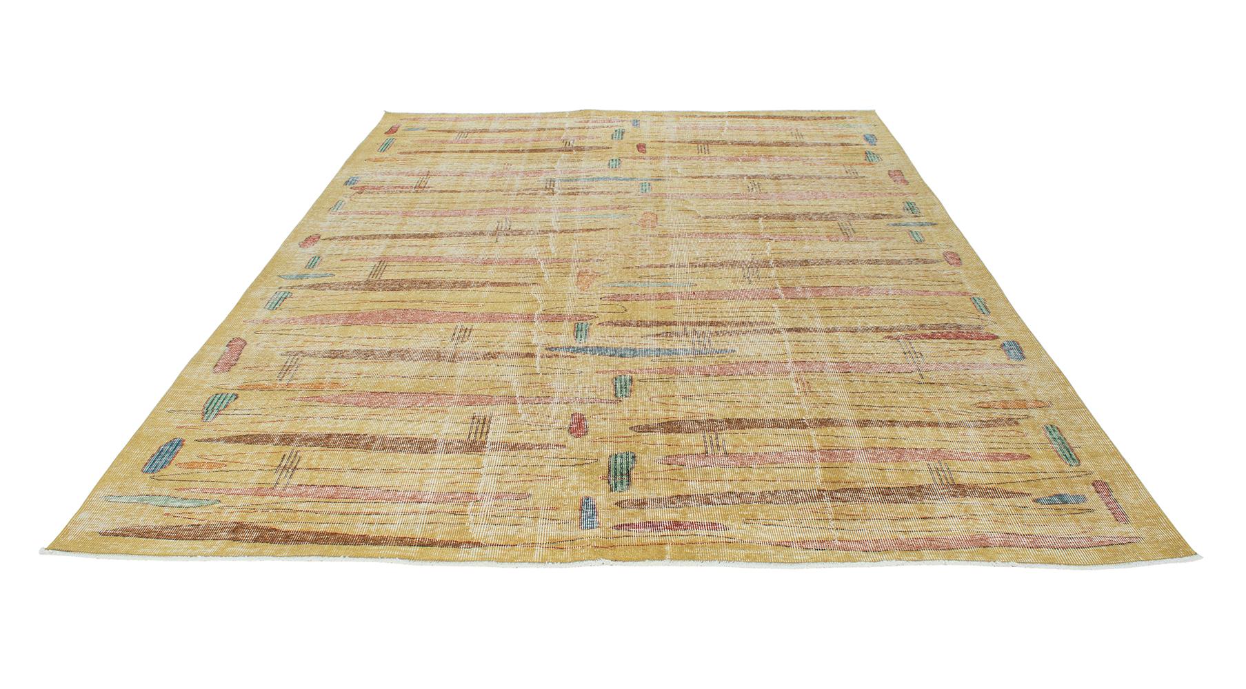 Turkish Vintage Mid-Century Art Deco Zeki Muren Style Rug For Sale