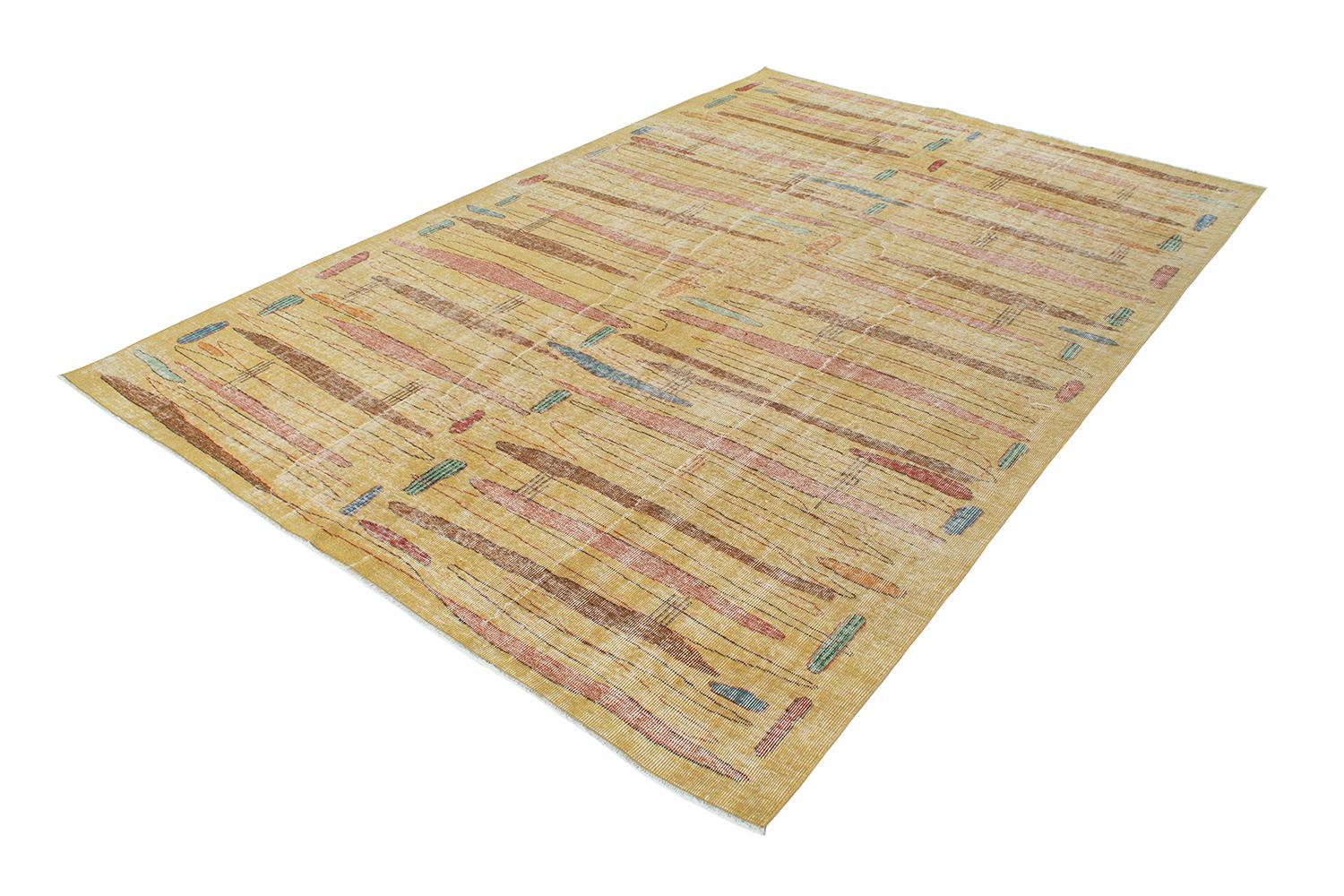 Hand-Knotted Vintage Mid-Century Art Deco Zeki Muren Style Rug For Sale