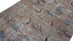 Vintage Mid-Century Art Deco Zeki Muren Style Wool Rug 5'2''x8'3''