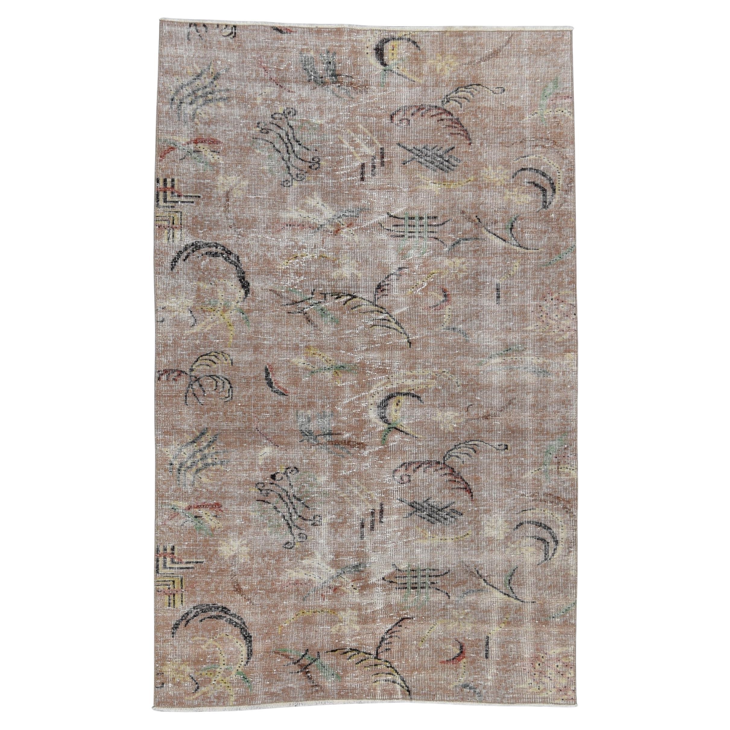 Vintage Mid-Century Art Deco Zeki Muren Style Wool Rug 5'2''x8'3''