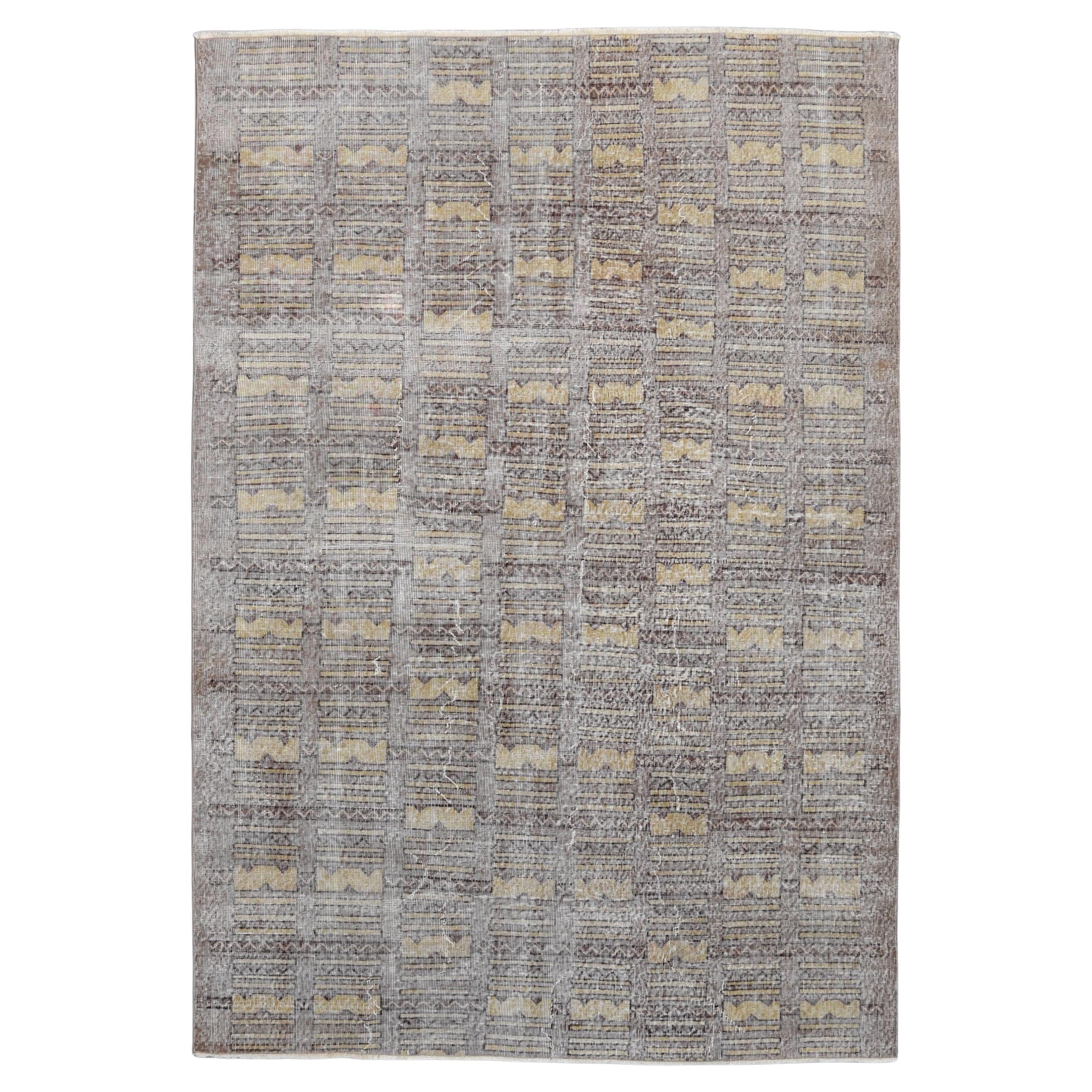 Vintage Mid-Century Art Deco Zeki Muren Style Wool Rug 6'1''x8'10''