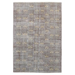 Vintage Mid-Century Art Deco Zeki Muren Style Wool Rug 6'1''x8'10''