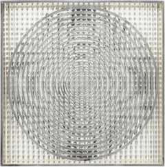Vintage Mid Century Art Glass Mirror In The Style Of Victor Vasarely