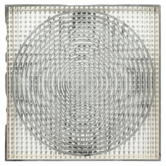 Vintage Mid Century Art Glass Mirror In The Style Of Victor Vasarely