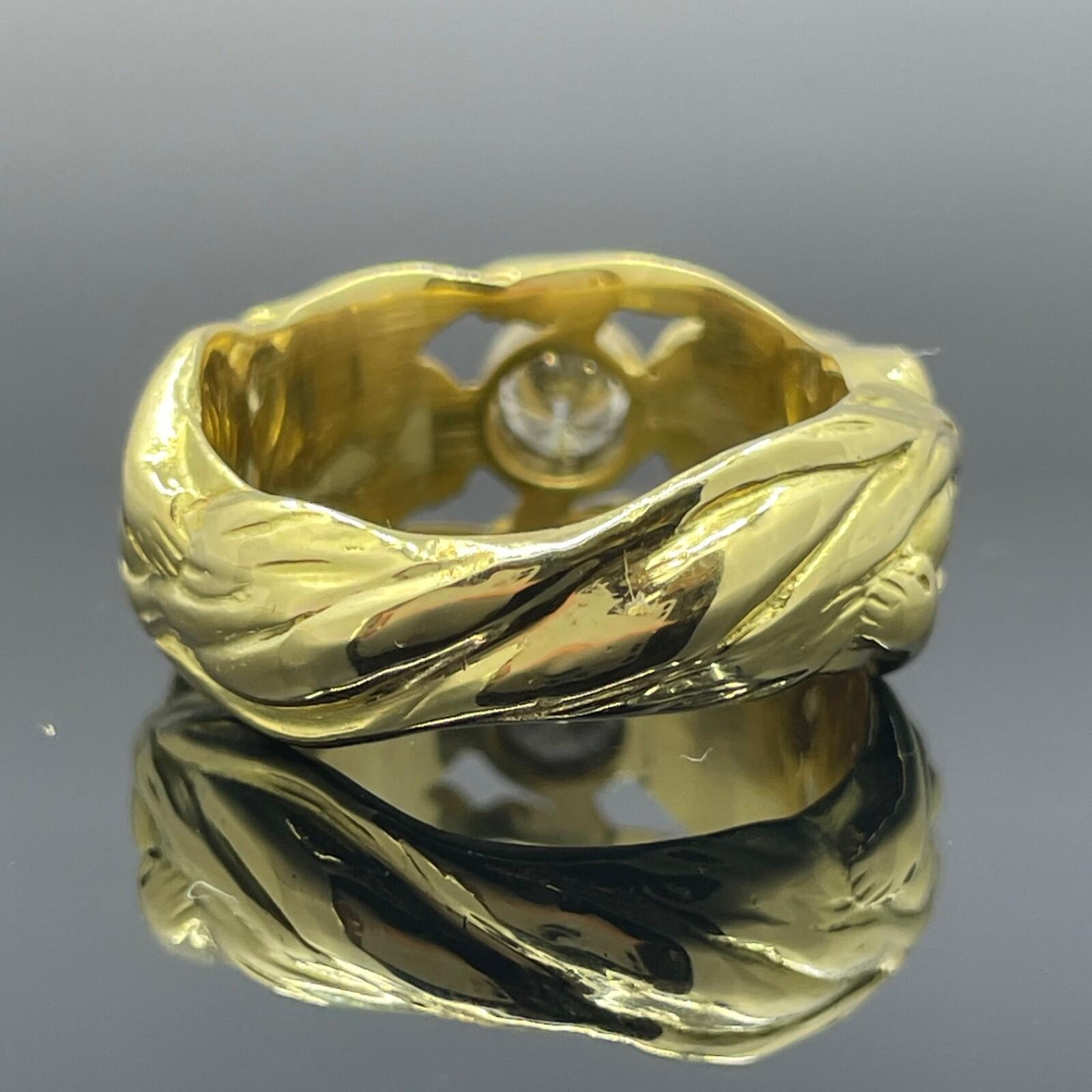 Anello vintage di metà secolo in stile Art Nouveau con nudi da 0,30 carati e diamanti in oro giallo 18 carati In condizioni discrete in vendita a Orlando, FL