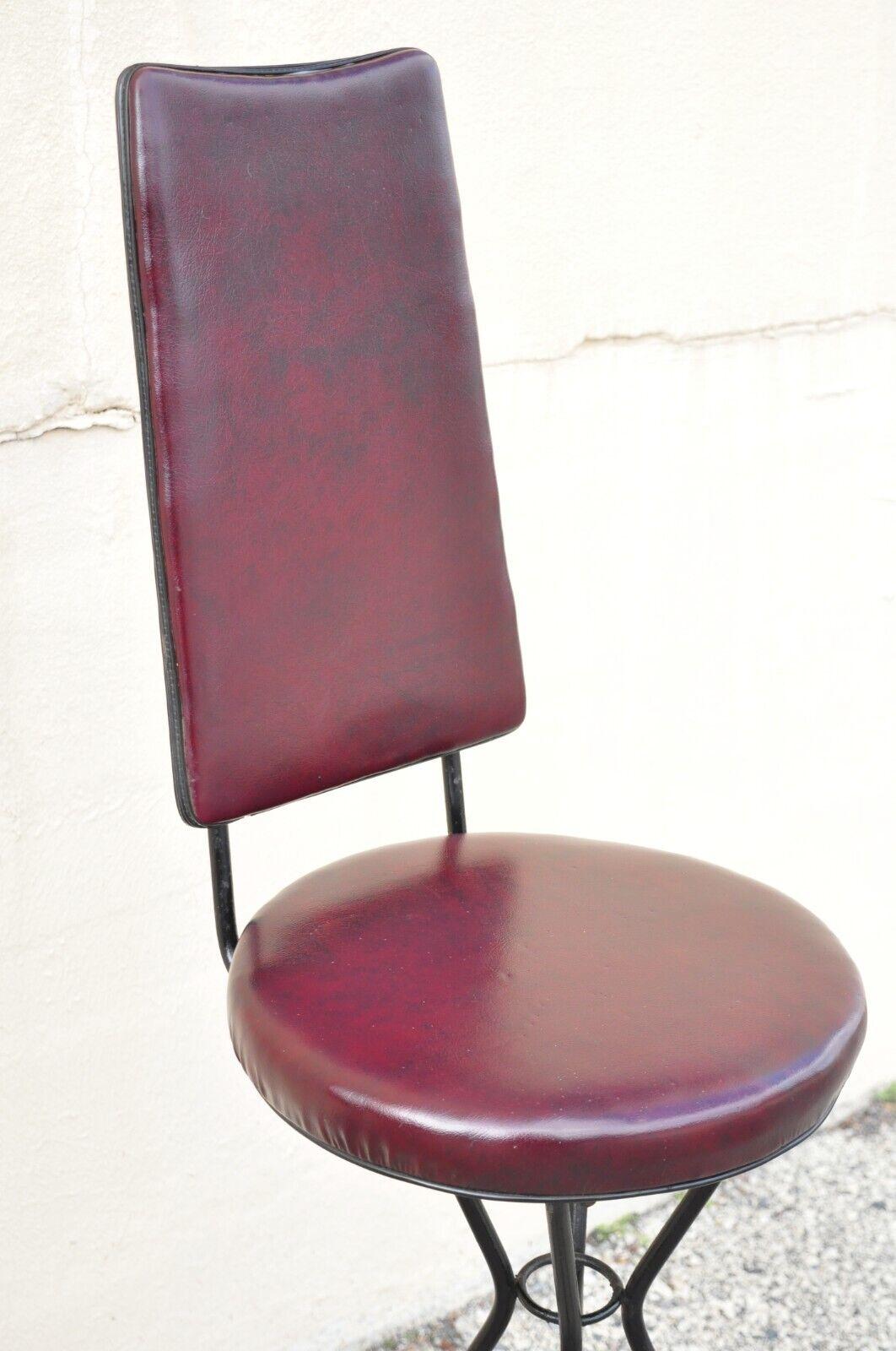 mid century vinyl and wrought iron stool swirls