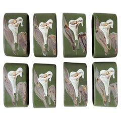 Vintage Mid Century Avalos Pottery Calla Lily Napkin Rings Set of 8