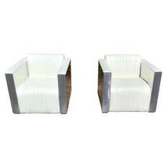 Vintage Mid Century Aviator Style Club Chairs, a Pair