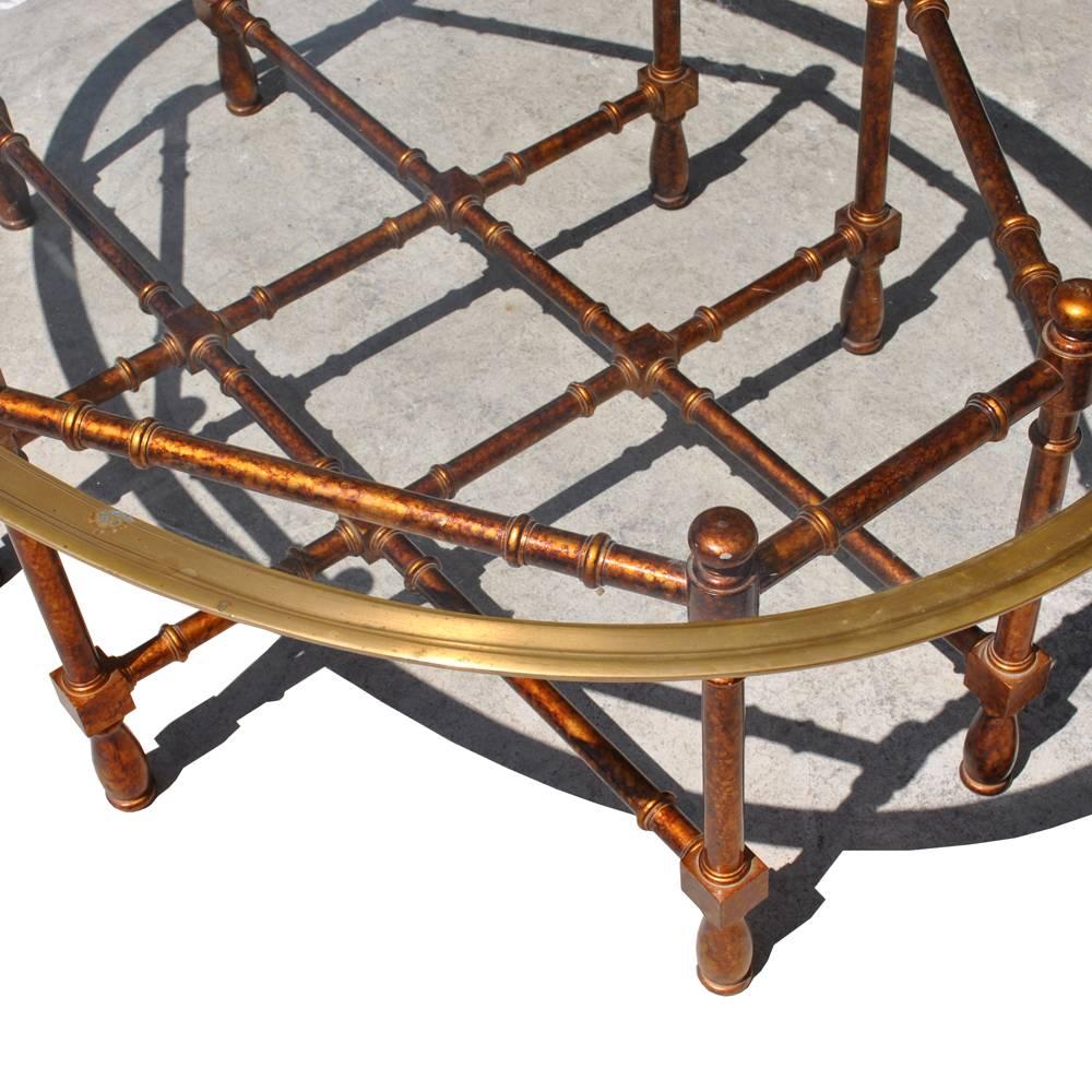 Mid-Century Modern Vintage Midcentury Baker Faux Bamboo Brass Coffee Table