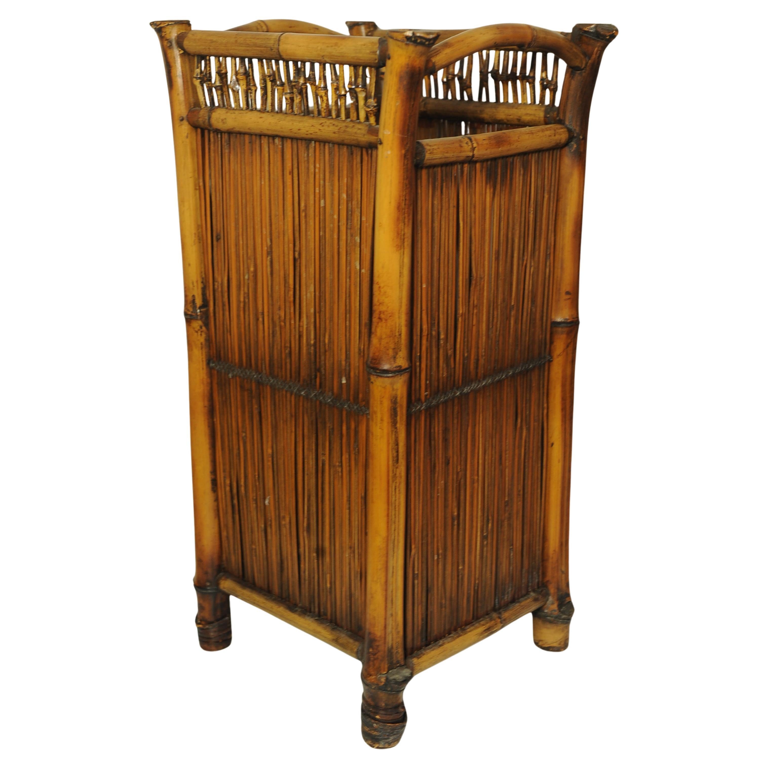 Mid-20th Century Vintage Mid-Century Bamboo Hallway Chinoiserie Stick Stand For Canes, Umbrellas For Sale