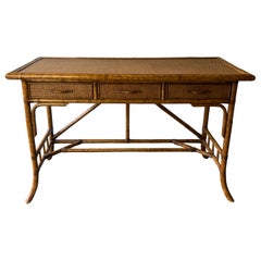 Vintage Mid-century bamboo rattan console table / writing table / desk