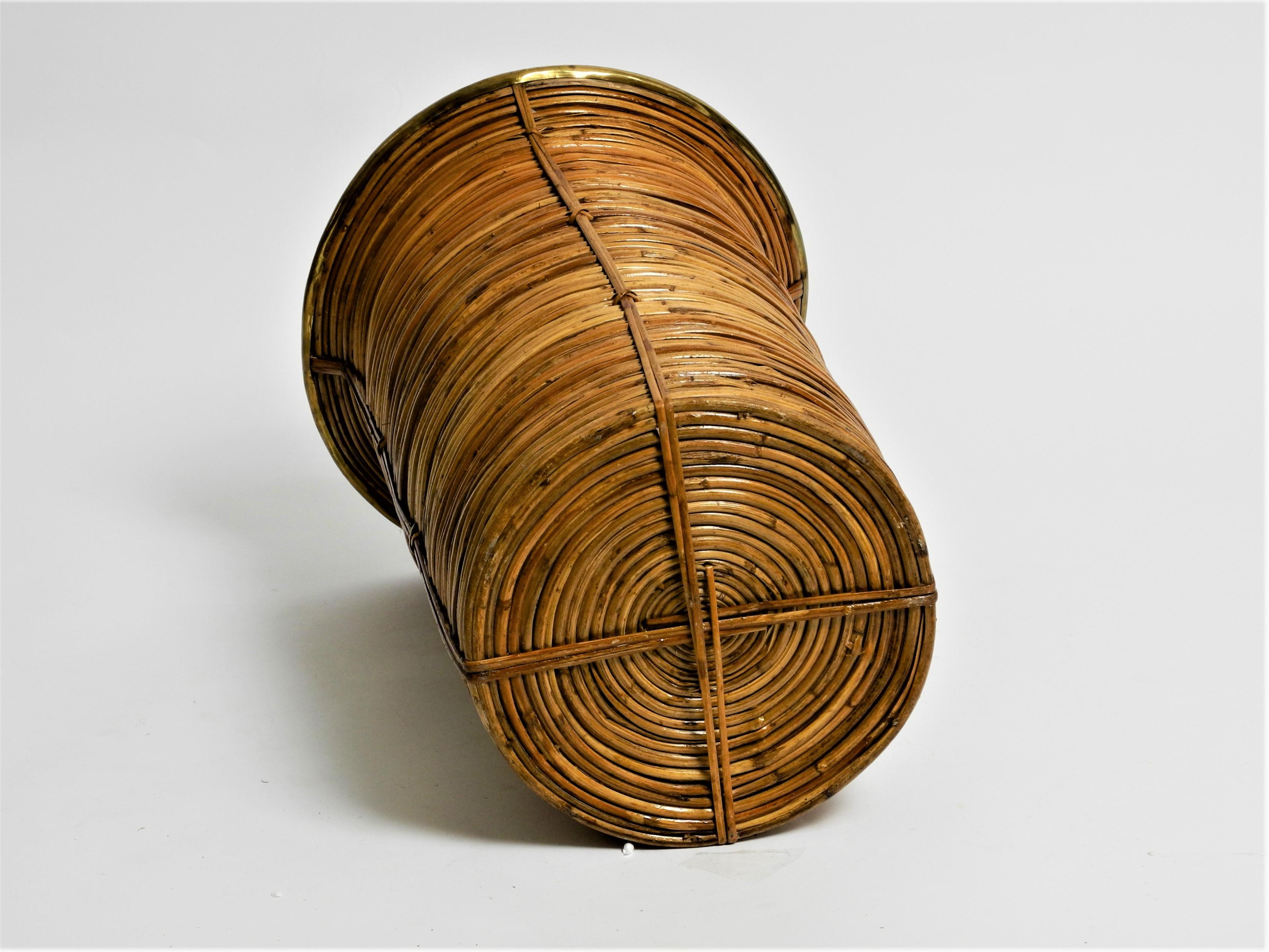 Mid-Century Bamboo Waste Paper Basket or Umbrella Stand Crespi, Italy, 1970s 4
