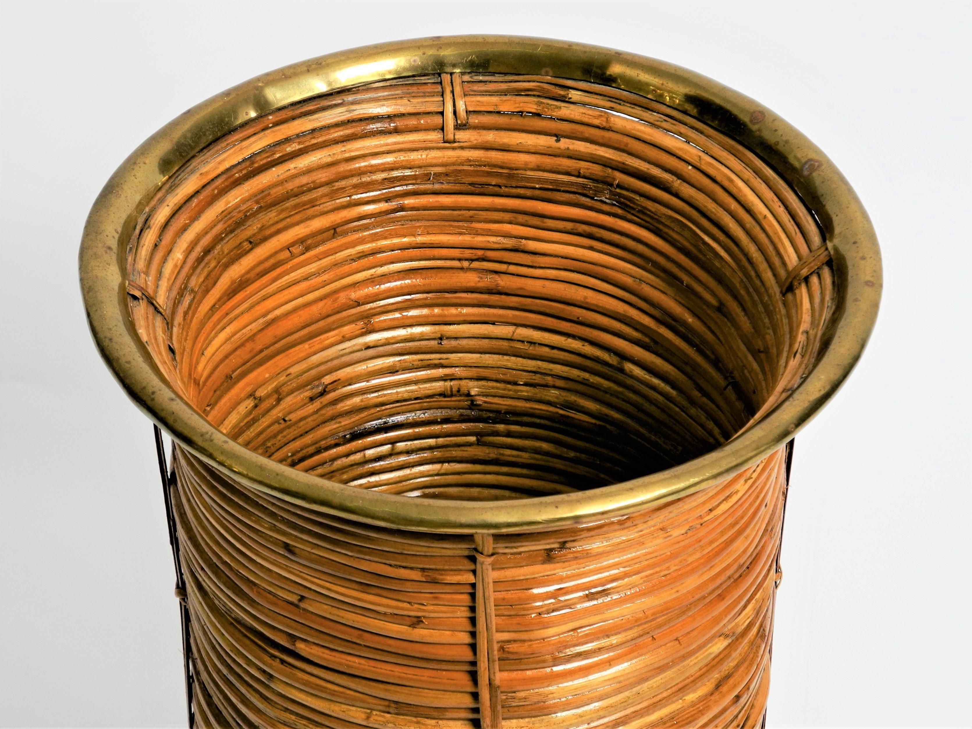 Late 20th Century Mid-Century Bamboo Waste Paper Basket or Umbrella Stand Crespi, Italy, 1970s