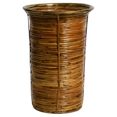 Vintage Mid-Century Bamboo Waste Paper Basket or Umbrella Stand Crespi, Italy, 1970s
