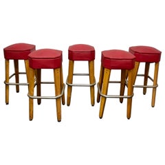 Vintage Mid Century Bar Stools Birch Knife Leg