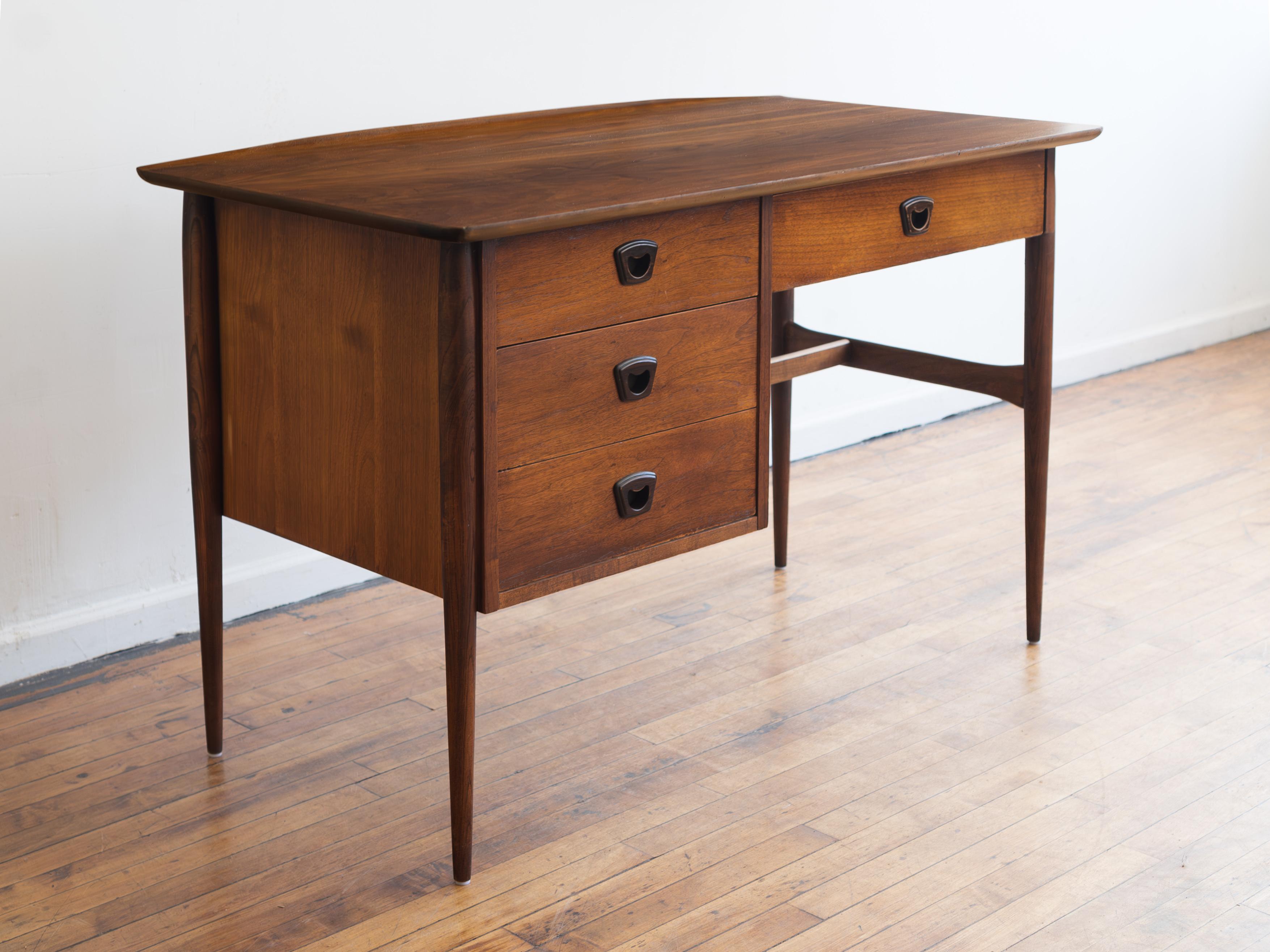 Vintage Mid Century Bassett Artisan Walnut Writing Desk 1