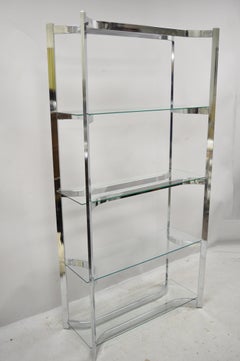 Vintage Midcentury Baughman Sculptural Chrom und Glas Étagère Bücherregal