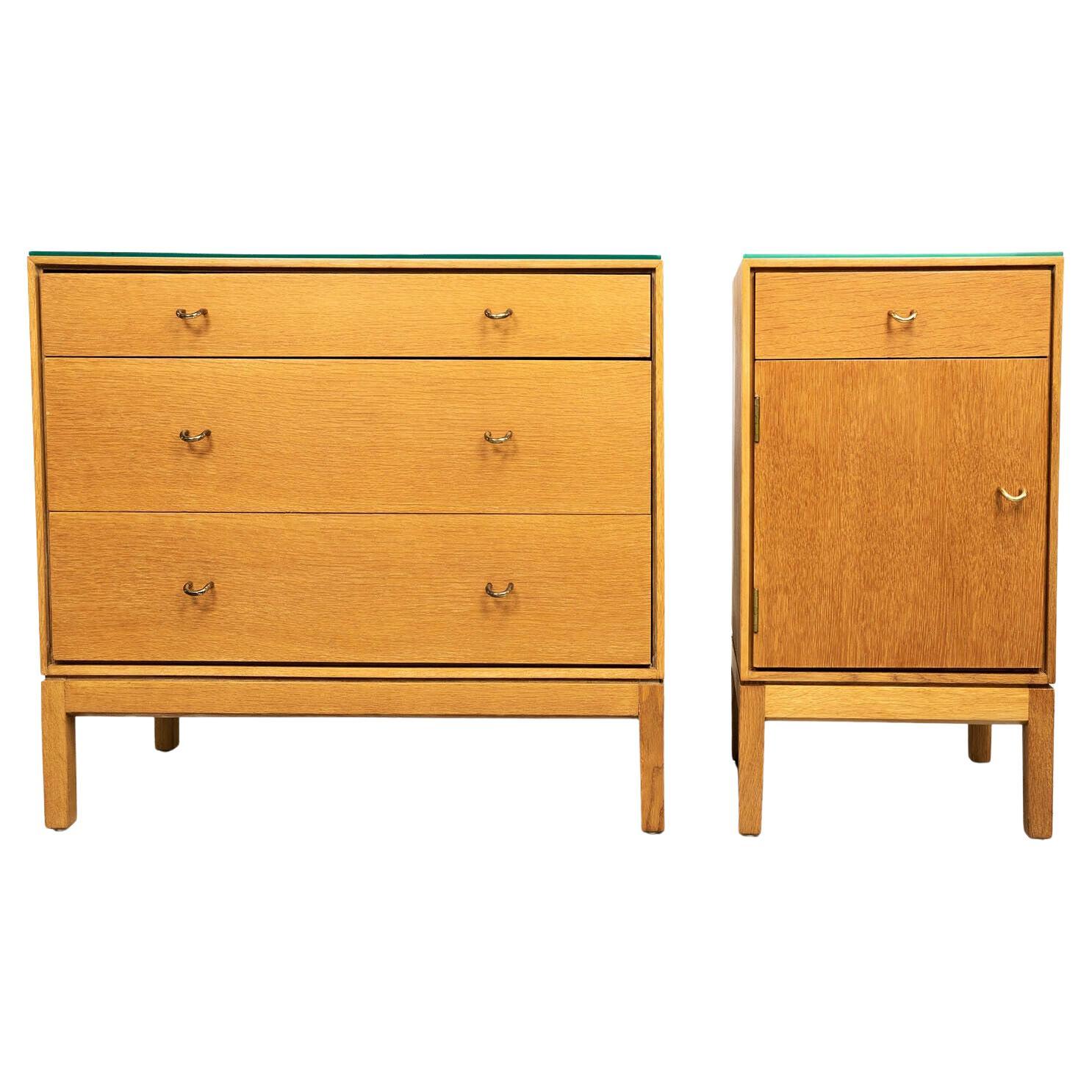 Vintage Mid-Century Bedroom Chest of Drawers and Cabinet Set by Stag